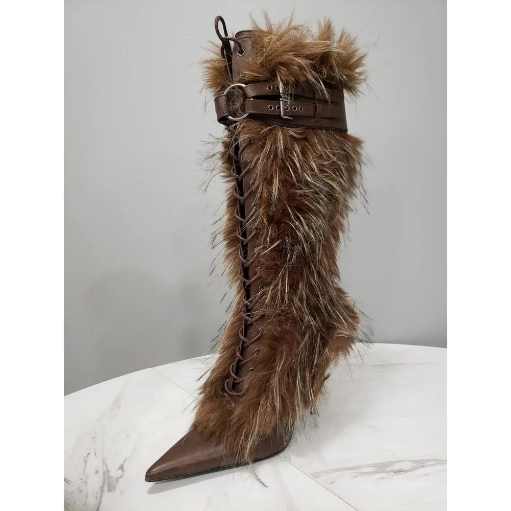 Dolls Kill Generation Kiss FAUX FUR boots steampunk BURNING MAN FESTIVAL RAVE